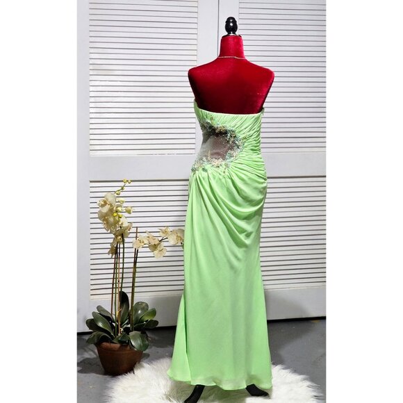 Faviana Women's Strapless Light Green Evening Gown Ruched Bodice Dress Sz 8 2221 - Picture 10 of 15